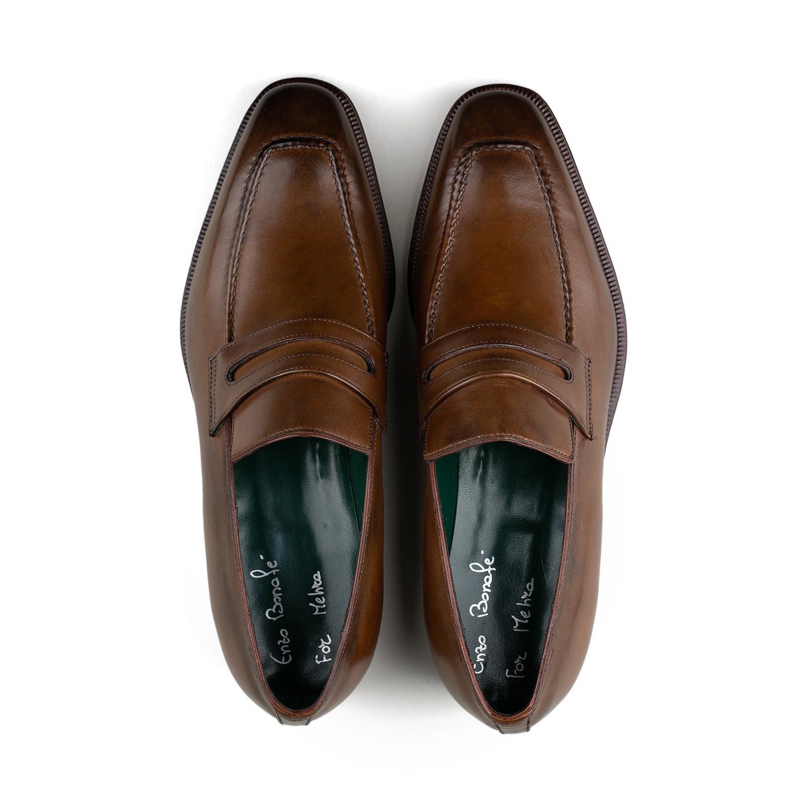 Chiseled Toe Penny Loafer - Tobacco Calf