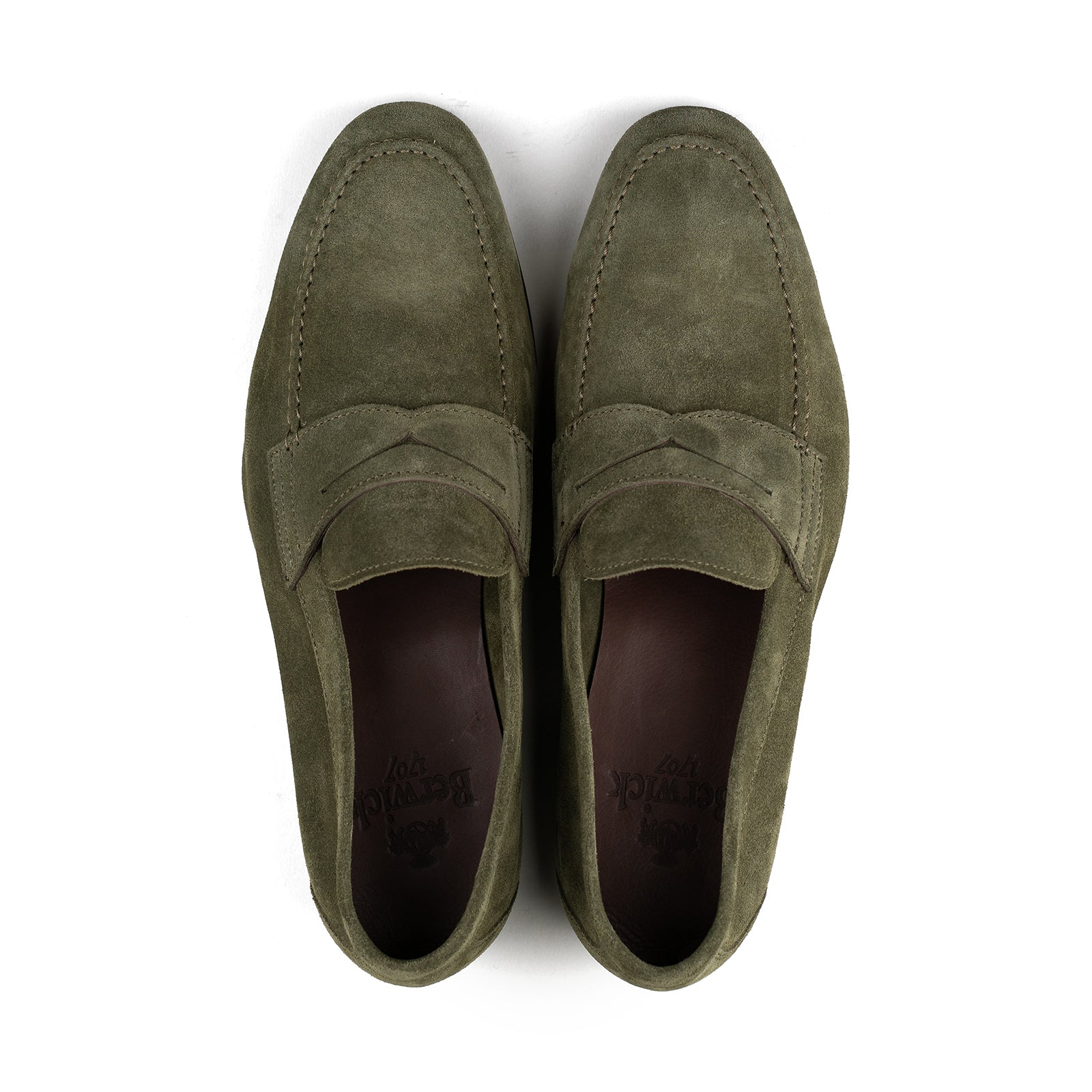 Unlined Penny Loafer - Green Suede