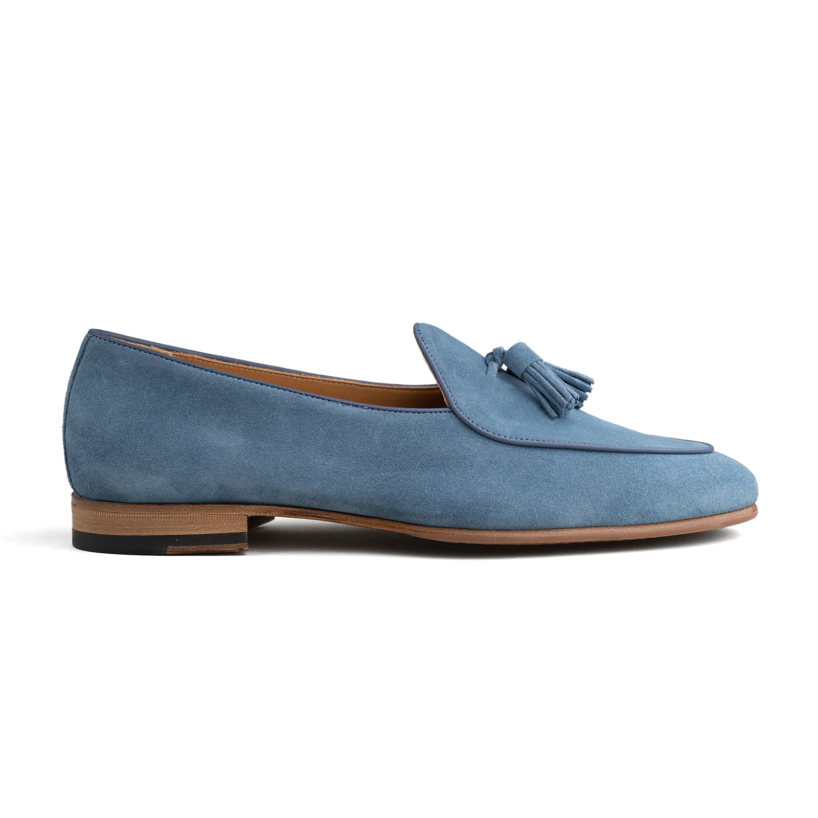 Belgian Tassel Loafer - Indigo Suede