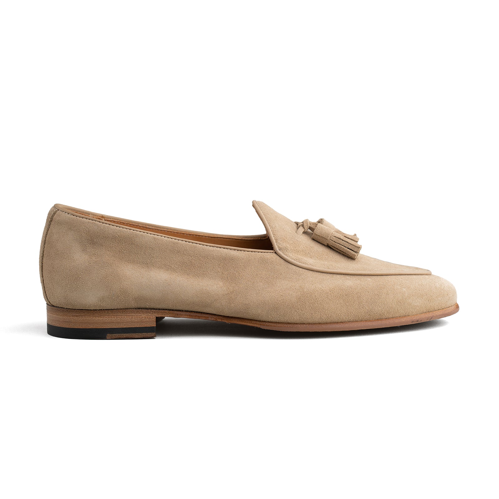 Belgian Tassel Loafer - Beige Suede