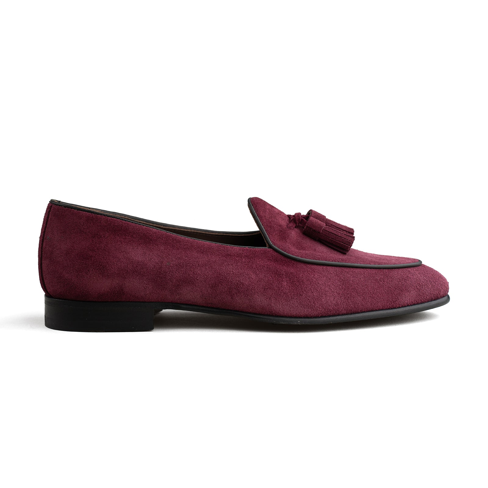 Belgian Tassel Loafer - Burgundy Suede