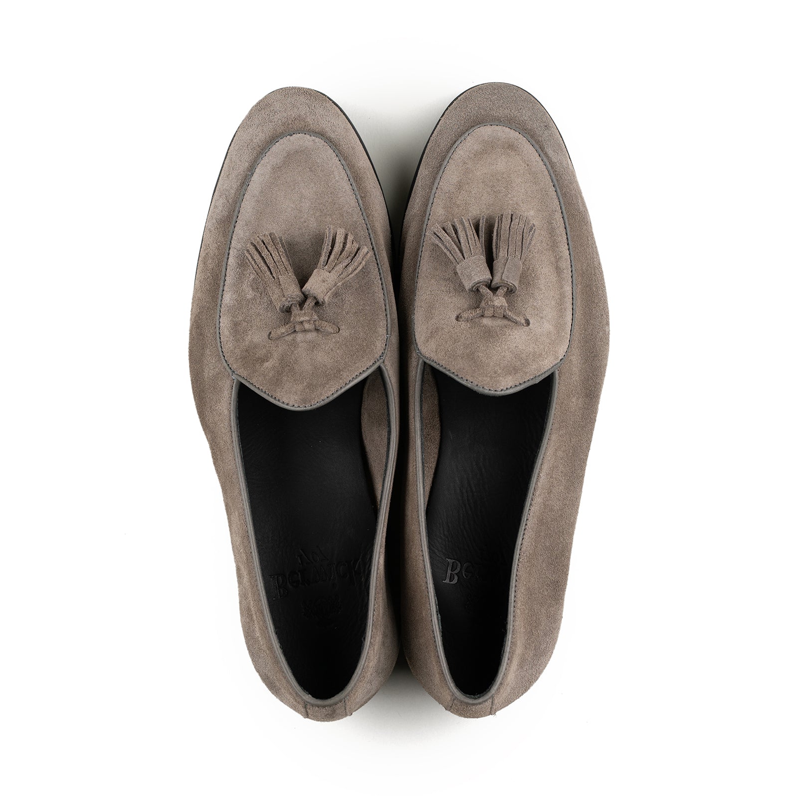 Belgian Tassel Loafer - Taupe Grey Suede