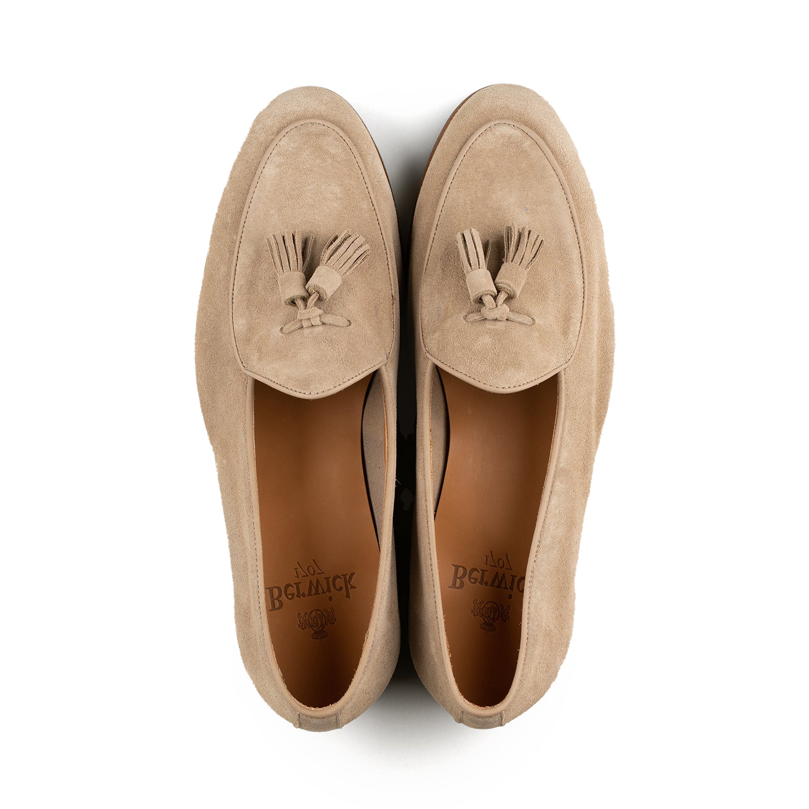 Belgian Tassel Loafer - Beige Suede