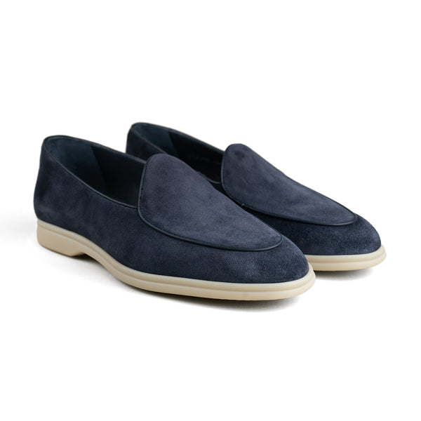 Belgian Loafer w/ Rubber Sole - Navy Suede