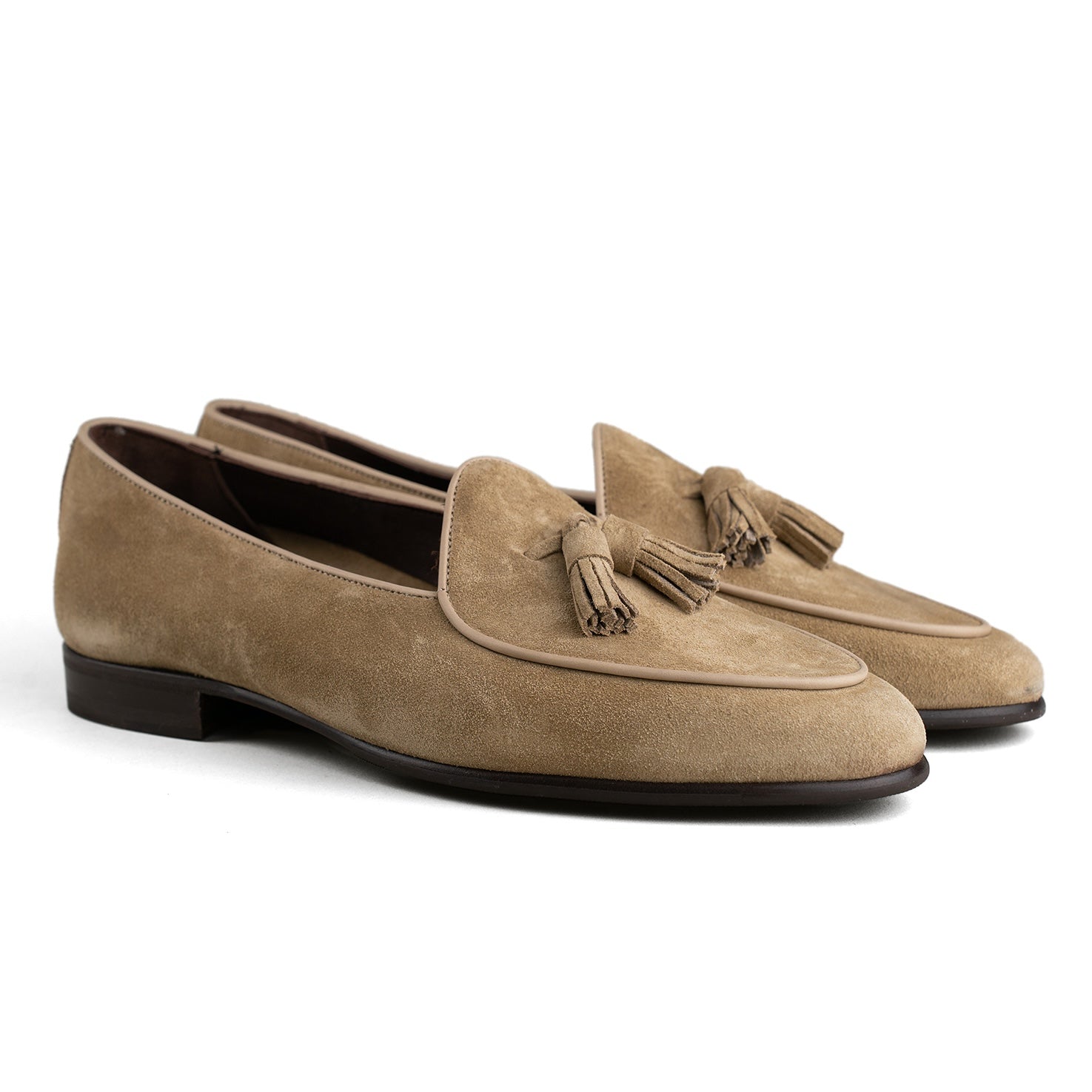 Belgian Tassel Loafer - Maple Suede