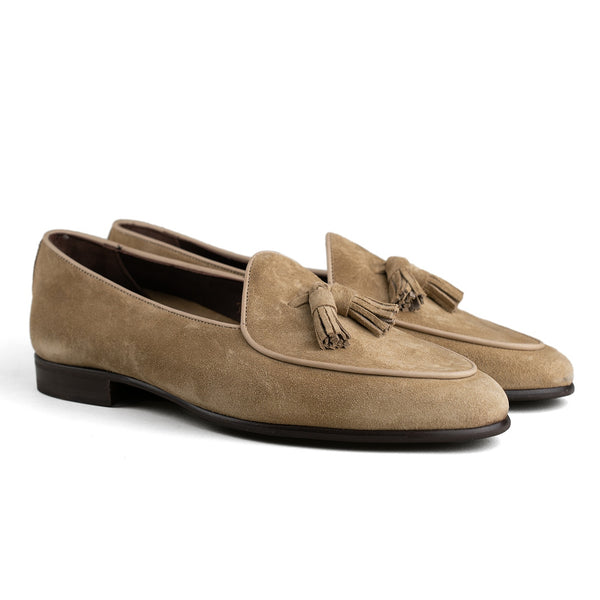 Belgian Tassel Loafer - Maple Suede