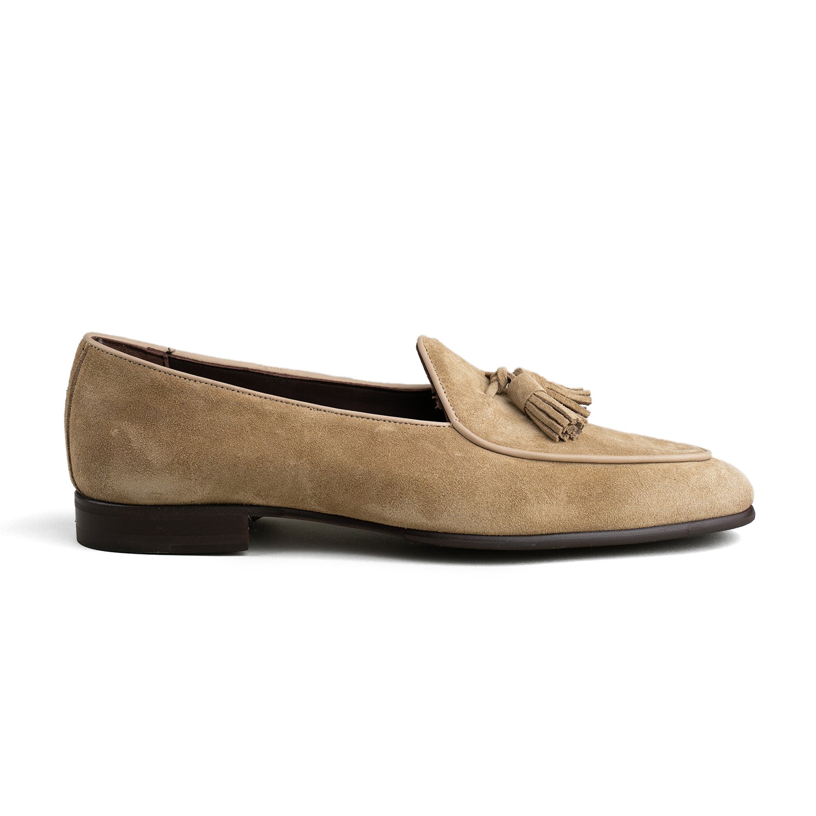 Belgian Tassel Loafer - Maple Suede