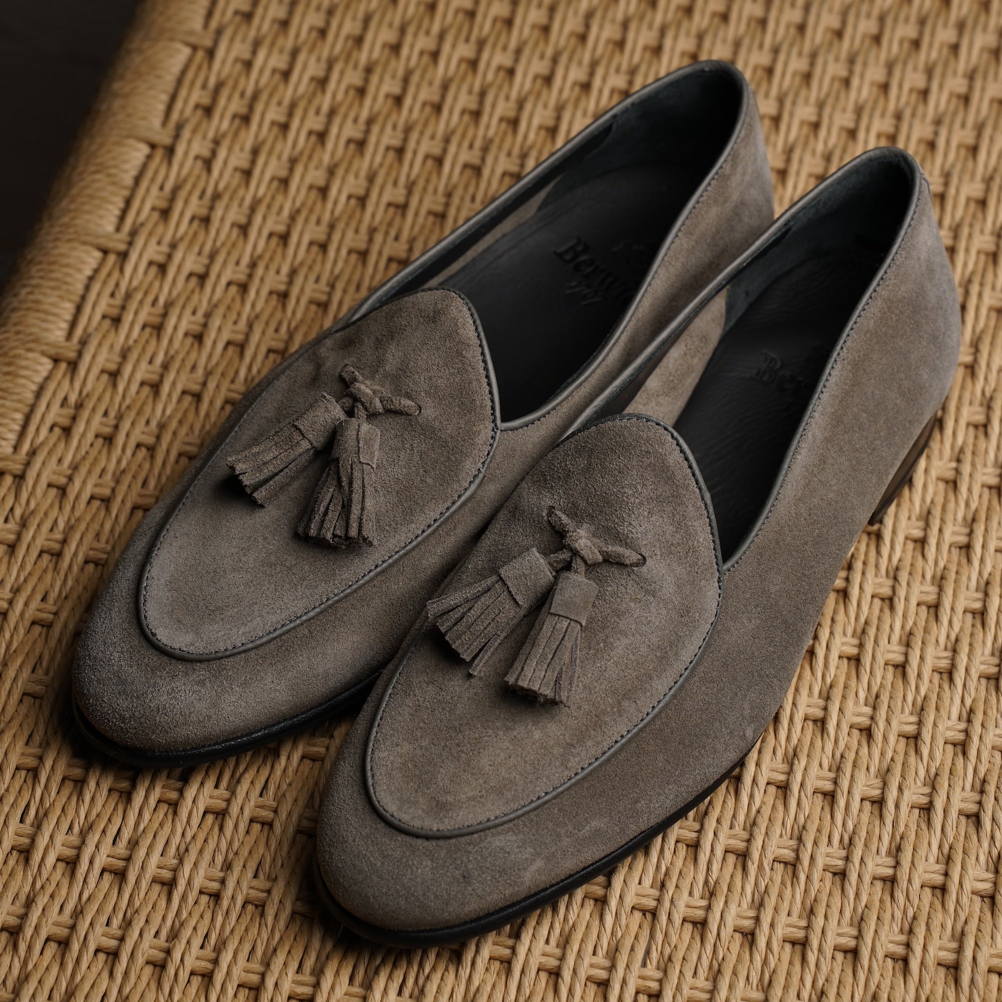 Belgian Tassel Loafer - Taupe Grey Suede