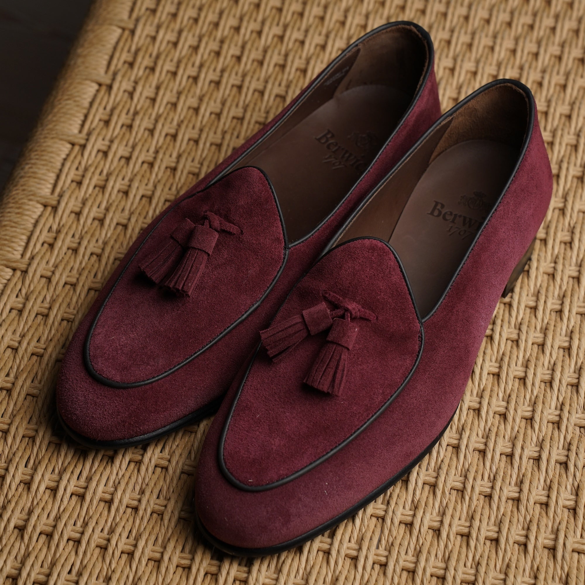 Belgian Tassel Loafer - Burgundy Suede