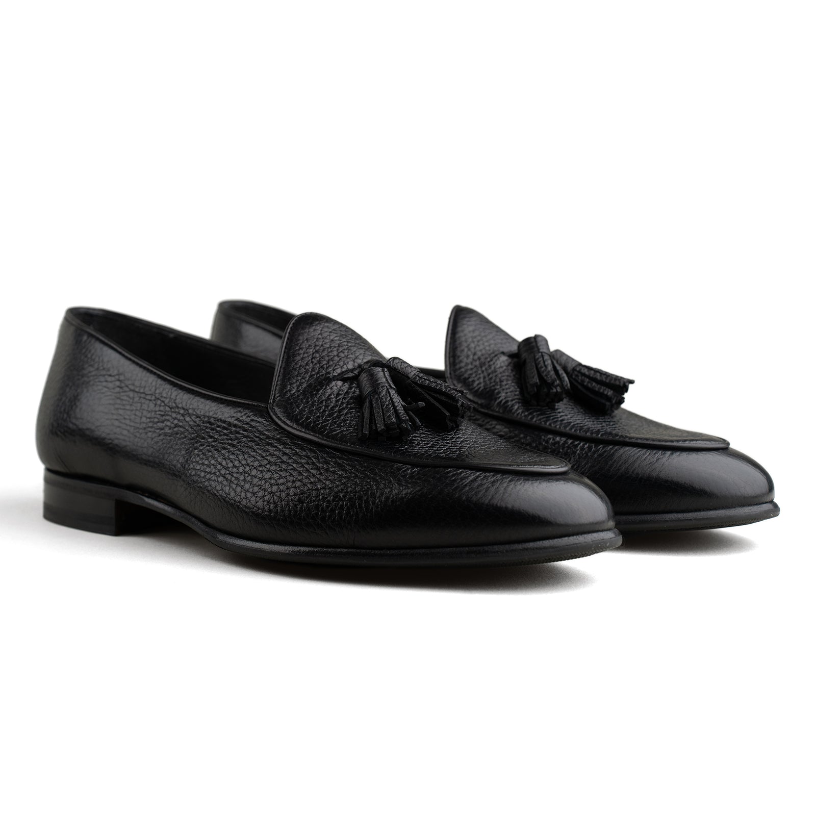 Belgian Tassel Loafer - Black Deerskin