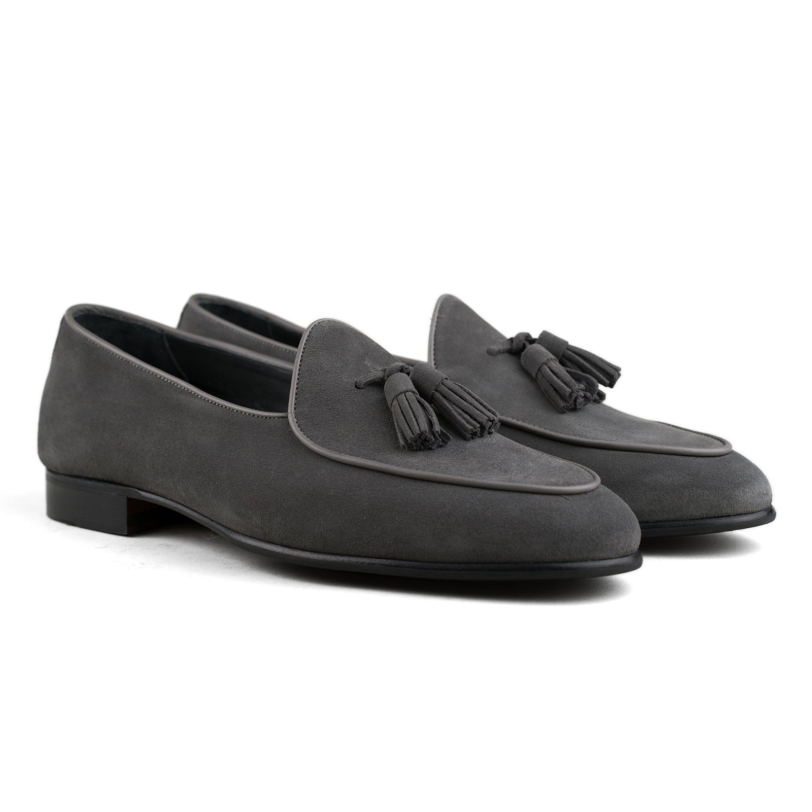 Belgian Tassel Loafer - Grey Suede