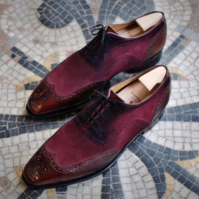 Corthay Vendôme - Lie De Vin Calf / Amaranth Suede – Mehra