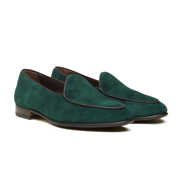 4950 Belgian Loafer - Green Night Repello Suede