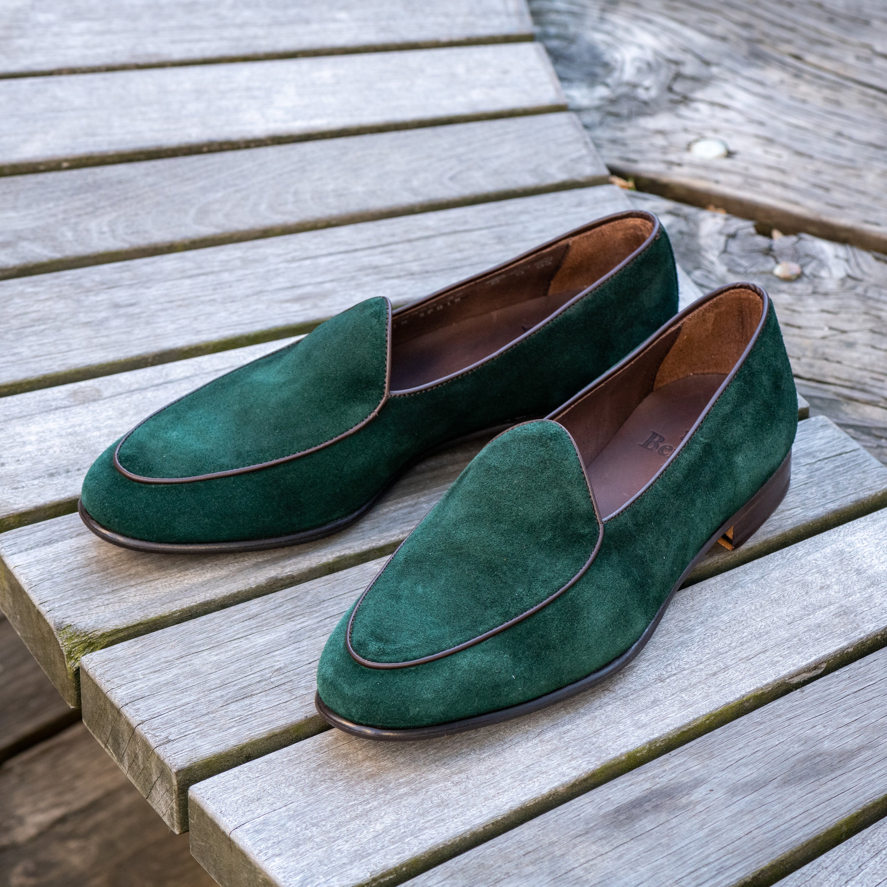 4950 Belgian Loafer - Green Night Repello Suede